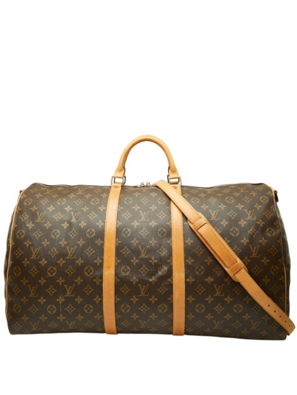 Louis Vuitton Monogram Keepall Bandouliere 60 Boston Bag 2-Way Brown Leather